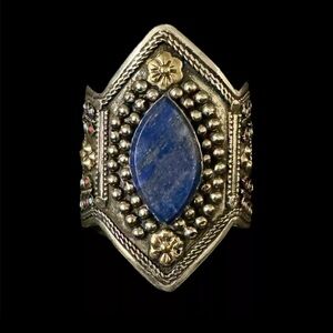 Afghan KUCHI Silver cuff, Antique, Rare Boho/Tribal/Punk/ Festival, Lapis